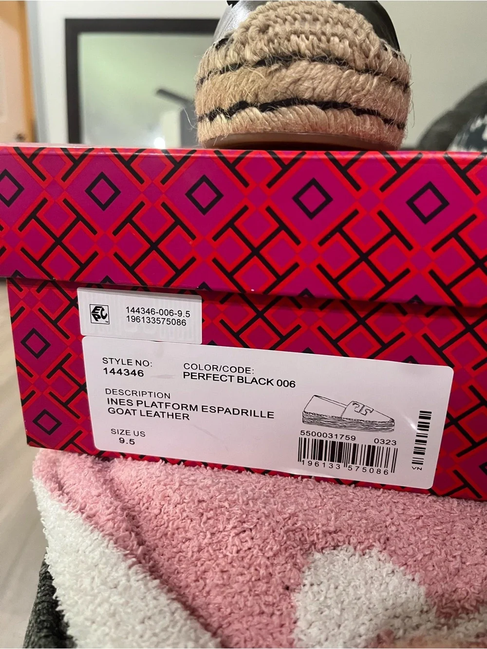 Tory Burch Black Leather Espadrille